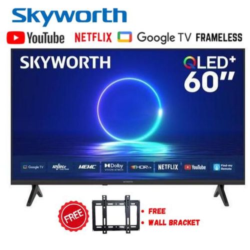 Skyworth 60 Inch QLED 4K Smart Google TV 60Q6500H Frameless | Dolby Vision, Dolby Atmos, WiFi, Netflix, YouTube, Chromecast, Voice Control HDR LED TV Kenya