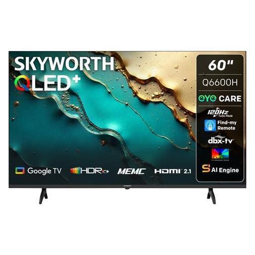 Skyworth 60 Inch QLED 4K Smart Google TV 60Q6500H Frameless | Dolby Vision, Dolby Atmos, WiFi, Netflix, YouTube, Chromecast, Voice Control HDR LED TV Kenya