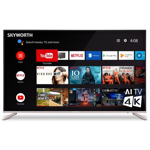 Skyworth 60 Inch QLED 4K Smart Google TV 60Q6500H Frameless | Dolby Vision, Dolby Atmos, WiFi, Netflix, YouTube, Chromecast, Voice Control HDR LED TV Kenya