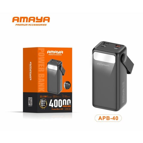 Amaya APB-04 Power Bank 40000mAh 22.5W Fast Charging PowerBox, USB-C Portable Charger, Multi Output, LED Display, Ultra High Capacity Backup Battery for Phones Tablets Kenya
