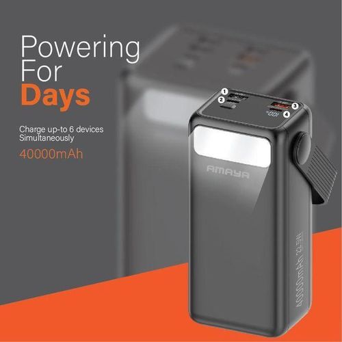 Amaya APB-04 Power Bank 40000mAh 22.5W Fast Charging PowerBox, USB-C Portable Charger, Multi Output, LED Display, Ultra High Capacity Backup Battery for Phones Tablets Kenya