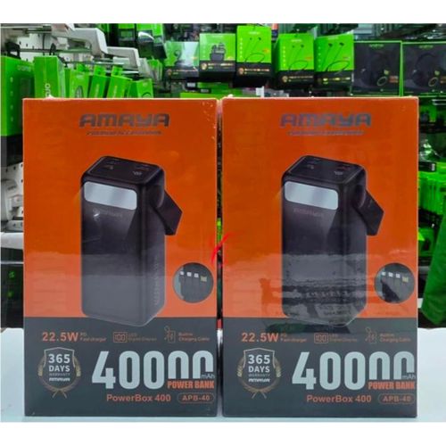 Amaya APB-04 Power Bank 40000mAh 22.5W Fast Charging PowerBox, USB-C Portable Charger, Multi Output, LED Display, Ultra High Capacity Backup Battery for Phones Tablets Kenya