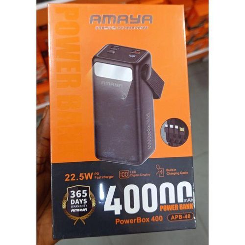 Amaya APB-04 Power Bank 40000mAh 22.5W Fast Charging PowerBox, USB-C Portable Charger, Multi Output, LED Display, Ultra High Capacity Backup Battery for Phones Tablets Kenya