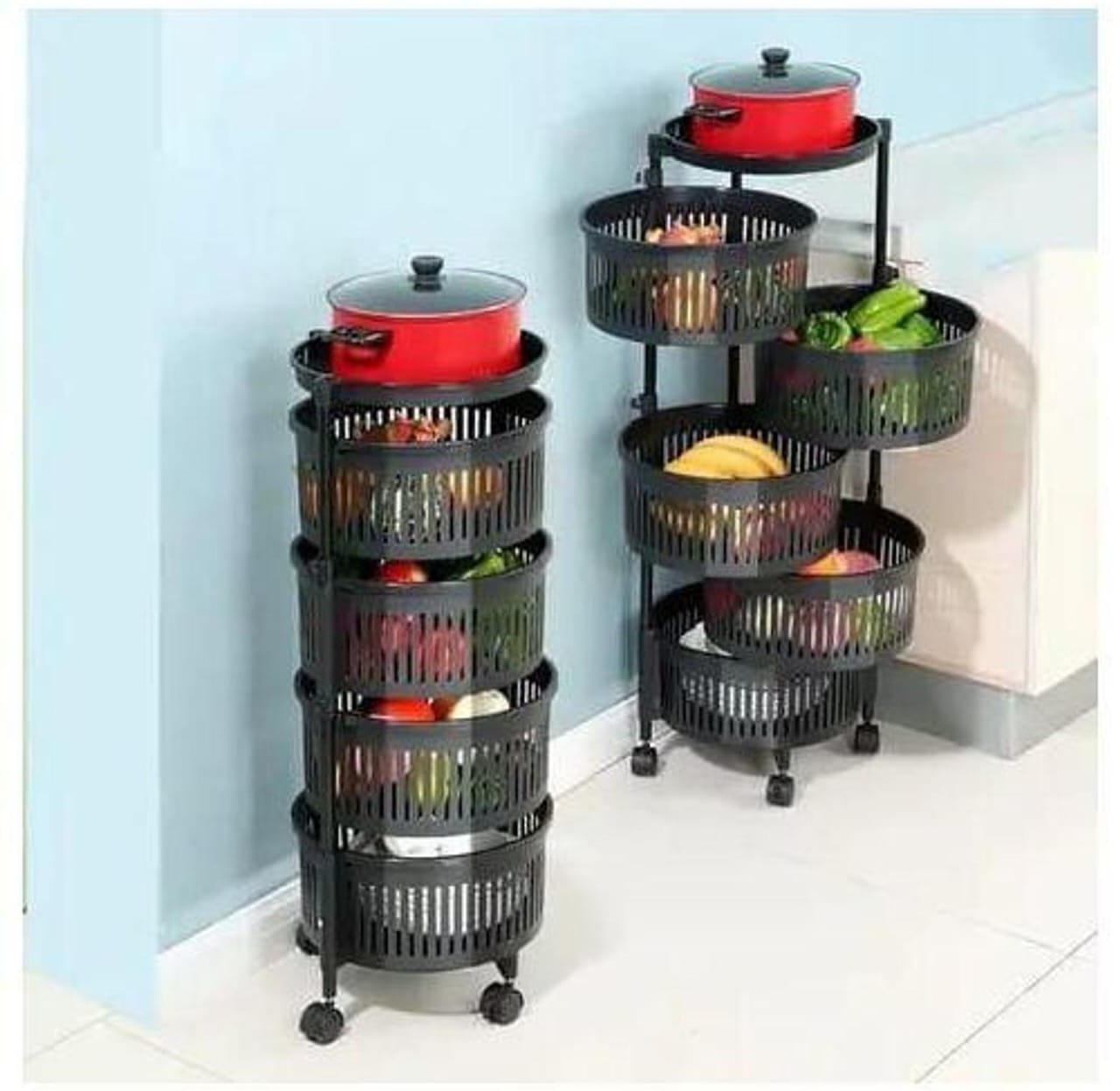 4 Layers Rotatable Fruit Rack Multi-Layer Movable Fruit Vegetable Snack Stand Household Shelf4 Layers Rotatable Fruit Rack Multi-Layer Movable Fruit Vegetable Snack Stand Household Shelf