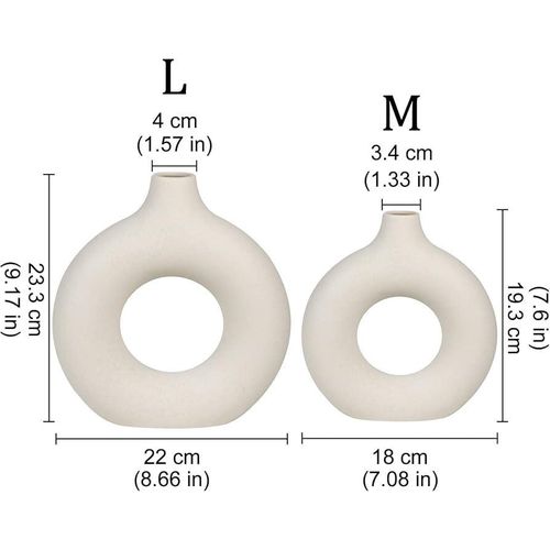 Black an white Plastic Donut Vase Set of 3 – Modern Minimalist Hollow Round for Living Room, Office & Home DécorPerfect for displaying fresh flowers, dried blooms, or standing alone as statement décor