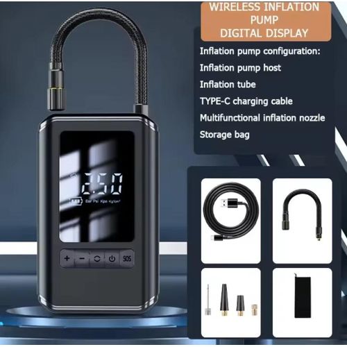 Portable Electric Tire Inflator – Wireless Mini Car Air Pump with Self-Propelled Inflation & Rechargeable Battery its self-propelled inflation technology, it quickly pumps air into your tires, balls.