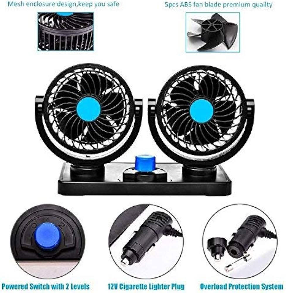 12V DC Electric Car Single Head Fan for Dashboad 360 Degree Rotatable Car Auto Powerful Cooling Air Fan, adjustable car air cooler car fan covers all areas of your car,to let the air coolness be cover