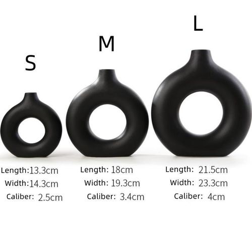 Black an white Plastic Donut Vase Set of 3 – Modern Minimalist Hollow Round for Living Room, Office & Home DécorPerfect for displaying fresh flowers, dried blooms, or standing alone as statement décor