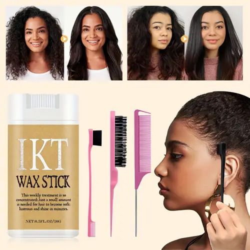 IKT Hair Wax Stick For Natural Hair & Wigs -Edge Control Hair Wax Stick Strong Hold Makes Hair Look Neat And Tidy Hair Syling Wax Stick providing a flexible hold without leaving white flakes etc .