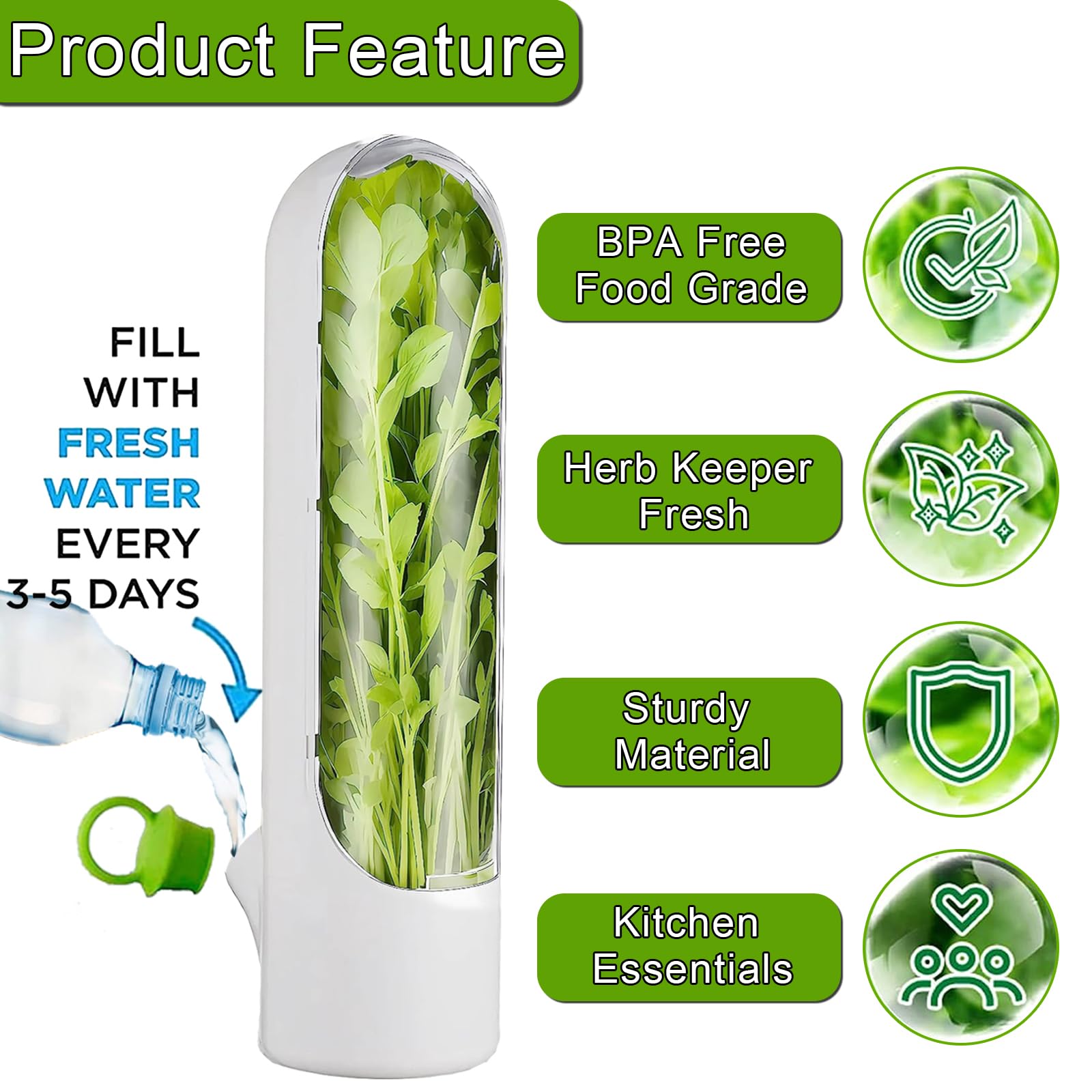 Herb Saver Pod Herb Keeper Vegetable Fresh Cilantro Containers for Refrigerator Keeping Bottle Herb Preserver It works by keeping the stems submerged in a refillable water reservoir for the leaves.