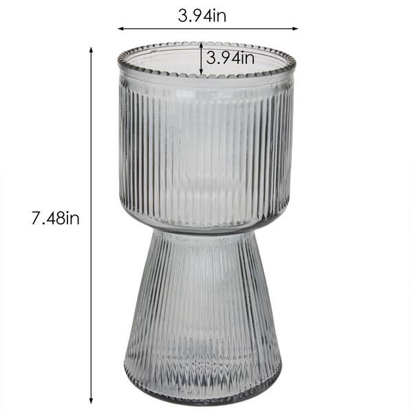 Ribbed Glass Flower Vase Modern Vase Home Decor for Centerpiece Table Living Room, Bedroom Size 19cm Height is designed for both functional use with fresh blooms and as a standalone decorative accent
