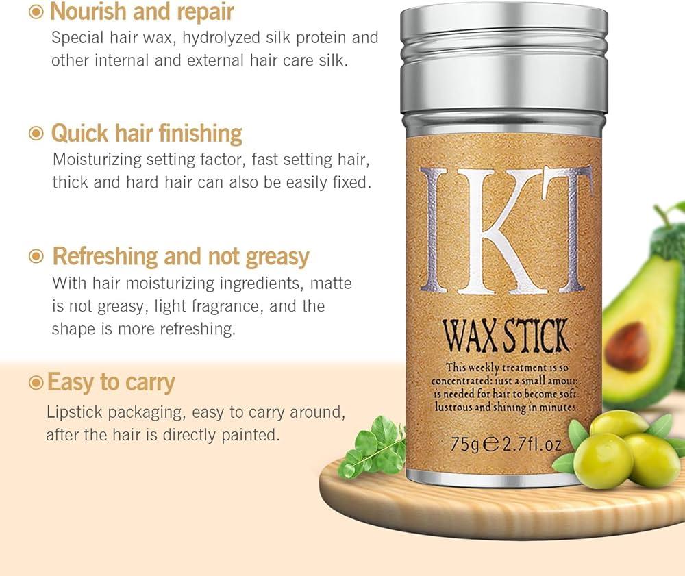 IKT Hair Wax Stick For Natural Hair & Wigs -Edge Control Hair Wax Stick Strong Hold Makes Hair Look Neat And Tidy Hair Syling Wax Stick providing a flexible hold without leaving white flakes etc .