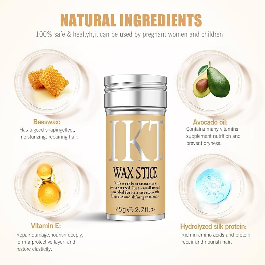 IKT Hair Wax Stick For Natural Hair & Wigs -Edge Control Hair Wax Stick Strong Hold Makes Hair Look Neat And Tidy Hair Syling Wax Stick providing a flexible hold without leaving white flakes etc .