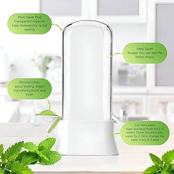 Herb Saver Pod Herb Keeper Vegetable Fresh Cilantro Containers for Refrigerator Keeping Bottle Herb Preserver It works by keeping the stems submerged in a refillable water reservoir for the leaves.