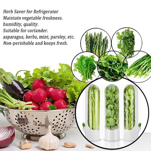 Herb Saver Pod Herb Keeper Vegetable Fresh Cilantro Containers for Refrigerator Keeping Bottle Herb Preserver It works by keeping the stems submerged in a refillable water reservoir for the leaves.