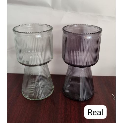 Ribbed Glass Flower Vase Modern Vase Home Decor for Centerpiece Table Living Room, Bedroom Size 19cm Height is designed for both functional use with fresh blooms and as a standalone decorative accent