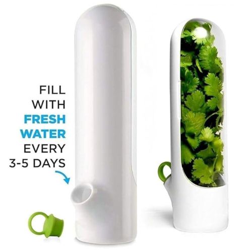 Herb Saver Pod Herb Keeper Vegetable Fresh Cilantro Containers for Refrigerator Keeping Bottle Herb Preserver It works by keeping the stems submerged in a refillable water reservoir for the leaves.