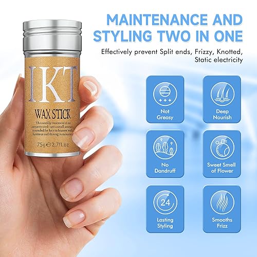 IKT Hair Wax Stick For Natural Hair & Wigs -Edge Control Hair Wax Stick Strong Hold Makes Hair Look Neat And Tidy Hair Syling Wax Stick providing a flexible hold without leaving white flakes etc .