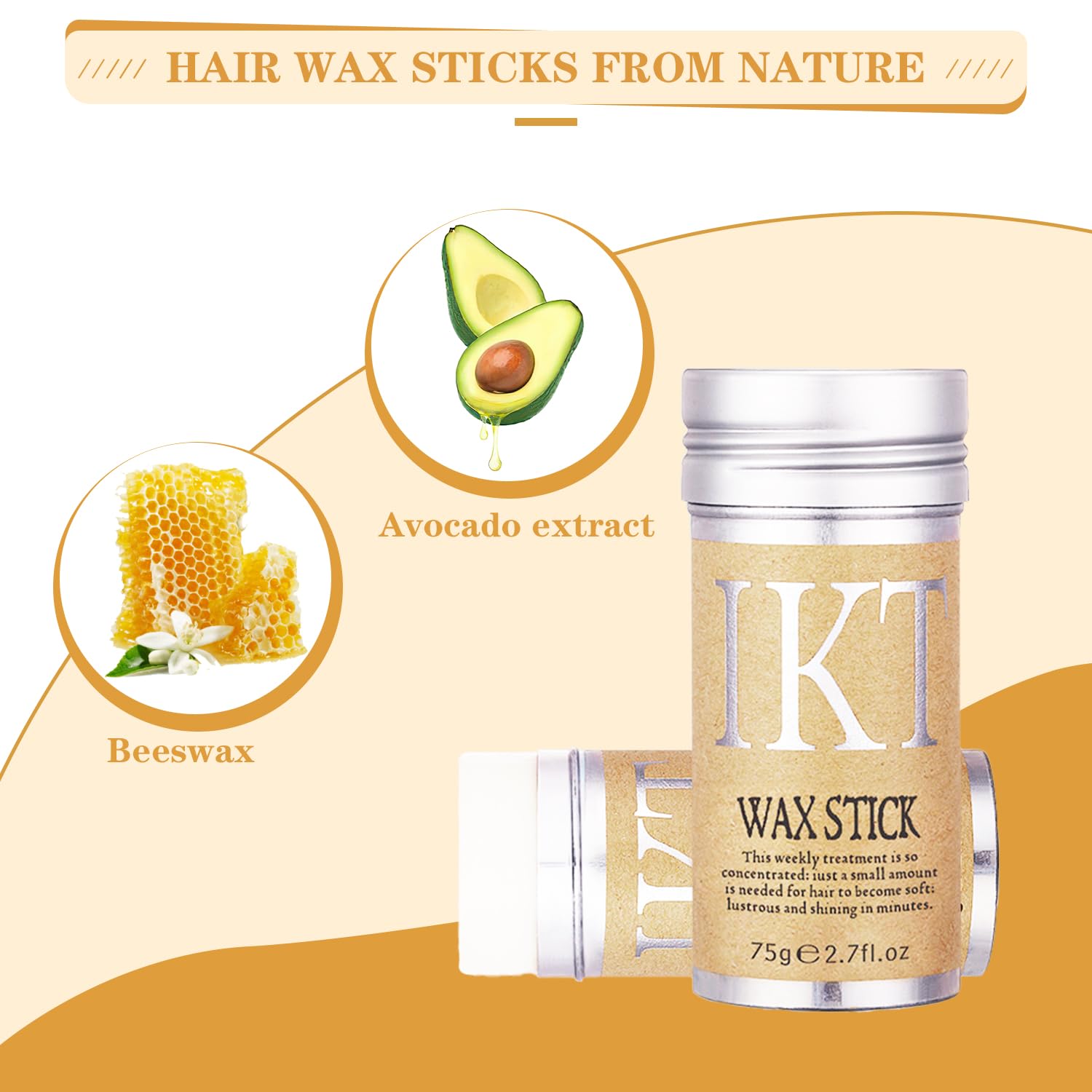 IKT Hair Wax Stick For Natural Hair & Wigs -Edge Control Hair Wax Stick Strong Hold Makes Hair Look Neat And Tidy Hair Syling Wax Stick providing a flexible hold without leaving white flakes etc .