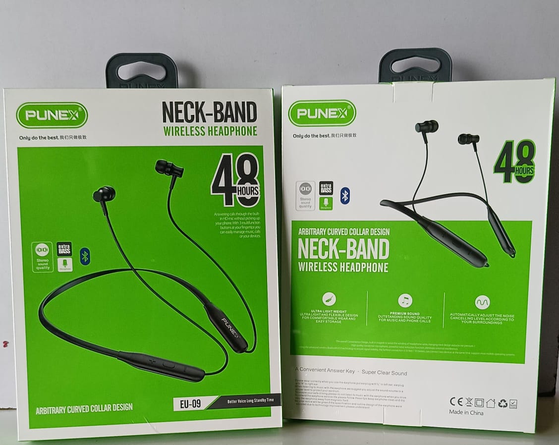 Punex EU-09 Neckband Wireless Earphones - 48Hrs Playback - Bluetooth 5.3
