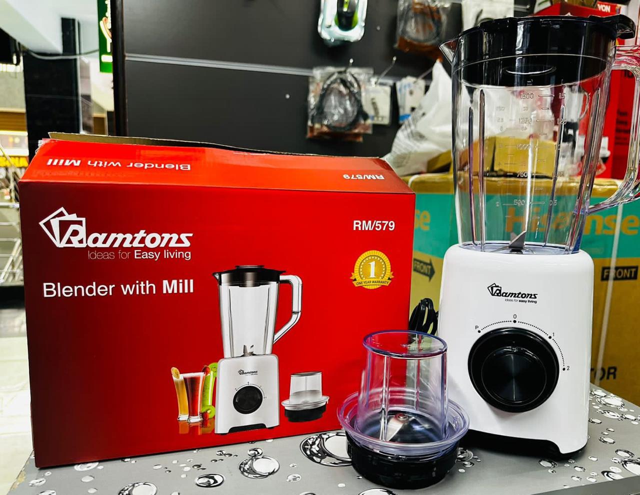 RAMTONS BLENDER + MILL 1.5 LITERS 2 SPEED (RM/579) HIGH QUALITY, EASY TO CLEAN
