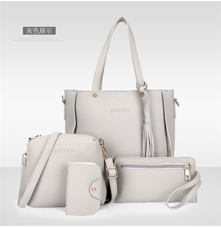 Best-selling Value Set 4-piece-set PU Leather Fashion Best-selling Trend Lychee Cross Messenger Mother Bag Handbags Women Bag Package Pu Single