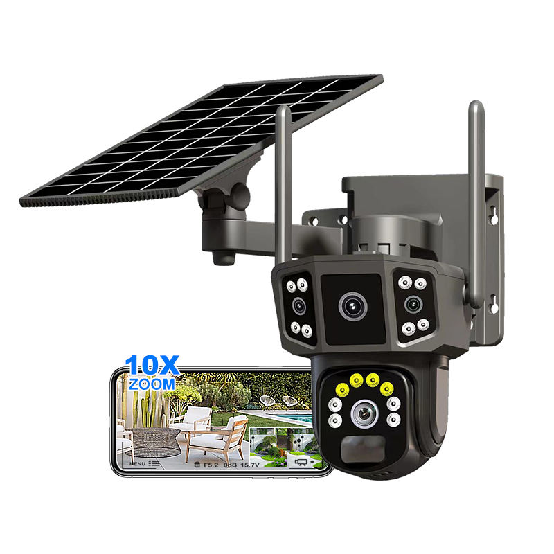 Dual Solar CCTV WIFI Camera Human AI Auto Tracking Motion Alarm  Wireless Camera for Outdoor, night vision,two way communication,HD video quality wireless remote surveillance