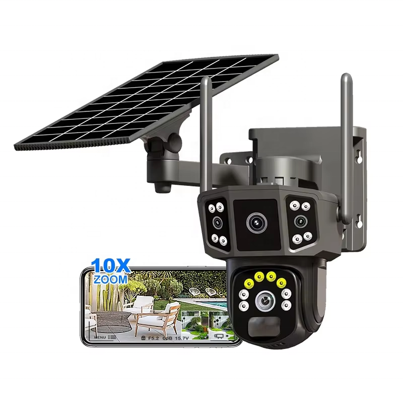 Dual Solar CCTV WIFI Camera Human AI Auto Tracking Motion Alarm  Wireless Camera for Outdoor, night vision,two way communication,HD video quality wireless remote surveillance