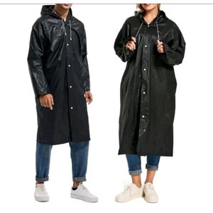 Waterproof Hooded Raincoat Jacket – Lightweight Windproof PVC/Polyester Coat for Men & Women, Full-Length Protection for Outdoor Travel, Riding & Daily Use
