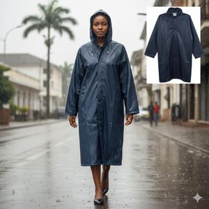 Waterproof Hooded Raincoat Jacket – Lightweight Windproof PVC/Polyester Coat for Men & Women, Full-Length Protection for Outdoor Travel, Riding & Daily Use