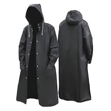 Waterproof Hooded Raincoat Jacket – Lightweight Windproof PVC/Polyester Coat for Men & Women, Full-Length Protection for Outdoor Travel, Riding & Daily Use