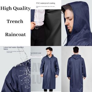 Waterproof Hooded Raincoat Jacket – Lightweight Windproof PVC/Polyester Coat for Men & Women, Full-Length Protection for Outdoor Travel, Riding & Daily Use