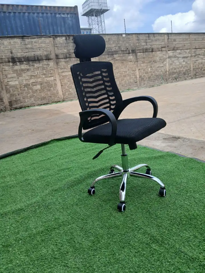 Secretarial Mesh Office Chair with Headrest, Ergonomic Office Chair with Lumbar Support, Breathable Mesh Back Computer Desk Chair for Home and Office Long Hour Comfort