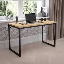 OPTIMUM Office Desk Workstation with Black Metal Frame Modern Home & Office Study Table, Durable Unassembled Computer Desk with Strong Steel Frame and Spacious Desktop for Productivity Use