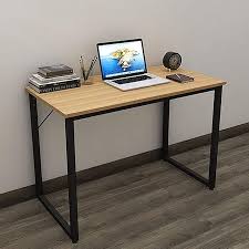 OPTIMUM Office Desk Workstation with Black Metal Frame Modern Home & Office Study Table, Durable Unassembled Computer Desk with Strong Steel Frame and Spacious Desktop for Productivity Use
