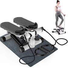 Mini Stepper with Resistance Bands (Compact Home Fitness Step Machine) – Hydraulic Cardio Stepper with Digital Display, Non-Slip Pedals & Arm Training Bands for Full Body Workout, Weight Loss & Toning