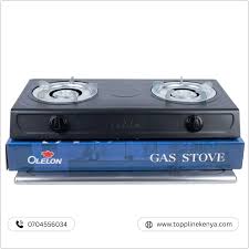 Olelon 2 Burner Black Metallic Tabletop Gas Stove Cooker, Portable Double Burner Gas Hob for Home Kitchen, Durable Heavy-Duty Efficient LPG Cooking Stove for Fast Everyday Meal Preparation
