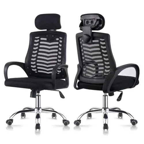 Secretarial Mesh Office Chair with Headrest, Ergonomic Office Chair with Lumbar Support, Breathable Mesh Back Computer Desk Chair for Home and Office Long Hour Comfort