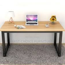 OPTIMUM Office Desk Workstation with Black Metal Frame Modern Home & Office Study Table, Durable Unassembled Computer Desk with Strong Steel Frame and Spacious Desktop for Productivity Use