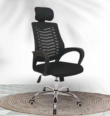 Secretarial Mesh Office Chair with Headrest, Ergonomic Office Chair with Lumbar Support, Breathable Mesh Back Computer Desk Chair for Home and Office Long Hour Comfort