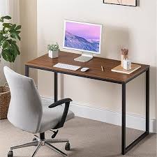 OPTIMUM Office Desk Workstation with Black Metal Frame Modern Home & Office Study Table, Durable Unassembled Computer Desk with Strong Steel Frame and Spacious Desktop for Productivity Use