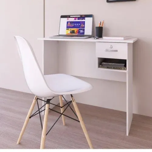 Aneto Office Desk 0.9M Modern Compact Home Office Study Table with Lockable Drawer, Open Shelf Storage, Durable Wood Finish Workstation for Laptop, Writing, and Small Space Productivity Setup