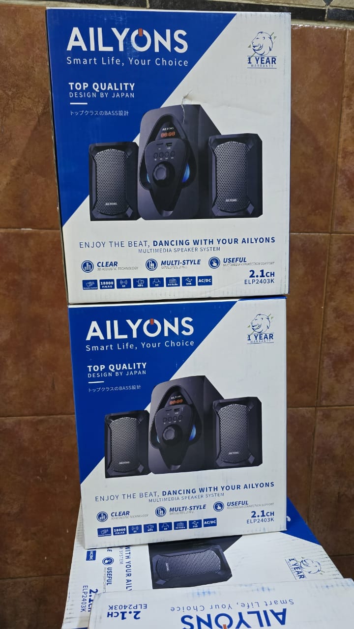 Ailyons Woofer 2.1CH Multimedia Speaker System Deep Bass Home Audio System with Subwoofer and Satellite Speakers, USB, AUX, Bluetooth Connectivity, FM Radio and Remote Control Support