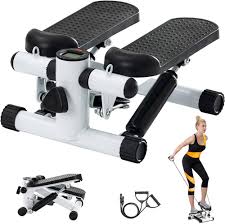 Mini Stepper with Resistance Bands (Compact Home Fitness Step Machine) – Hydraulic Cardio Stepper with Digital Display, Non-Slip Pedals & Arm Training Bands for Full Body Workout, Weight Loss & Toning