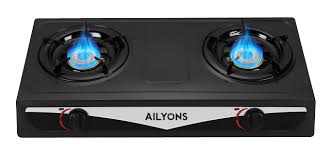 Ailyons Double Burner Gas Cooker – High Efficiency Tabletop LPG Stove with Durable Stainless Steel Body, Adjustable Flame Control & Portable Kitchen Cooking Solution