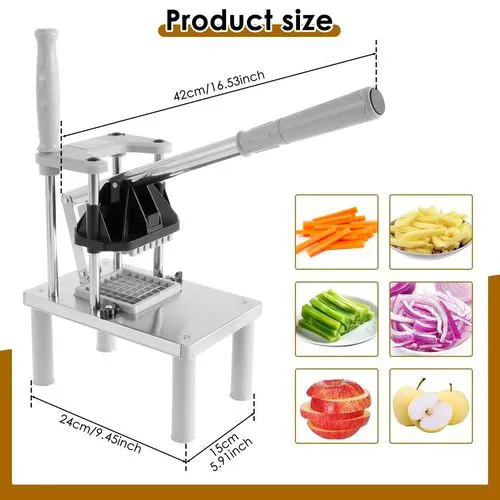 Brand New French Fries Cutter Chips Cutter Potato Chipper Manual Vegetable Fruit Dicer Stainless Steel Blade Slicer Durable Kitchen Tool for Home Restaurant Easy Operation Uniform Cutting