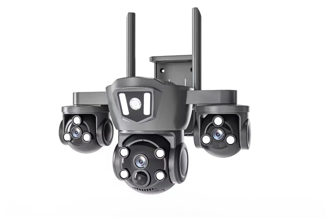 Solar CCTV camera 3 lens simcard solar cctv camera with motion detection,siren,360 rotation,waterproof,memory card slot,2way talking,phone viewing,easy to install 4G solar cctv outdoor camera 3 lenses