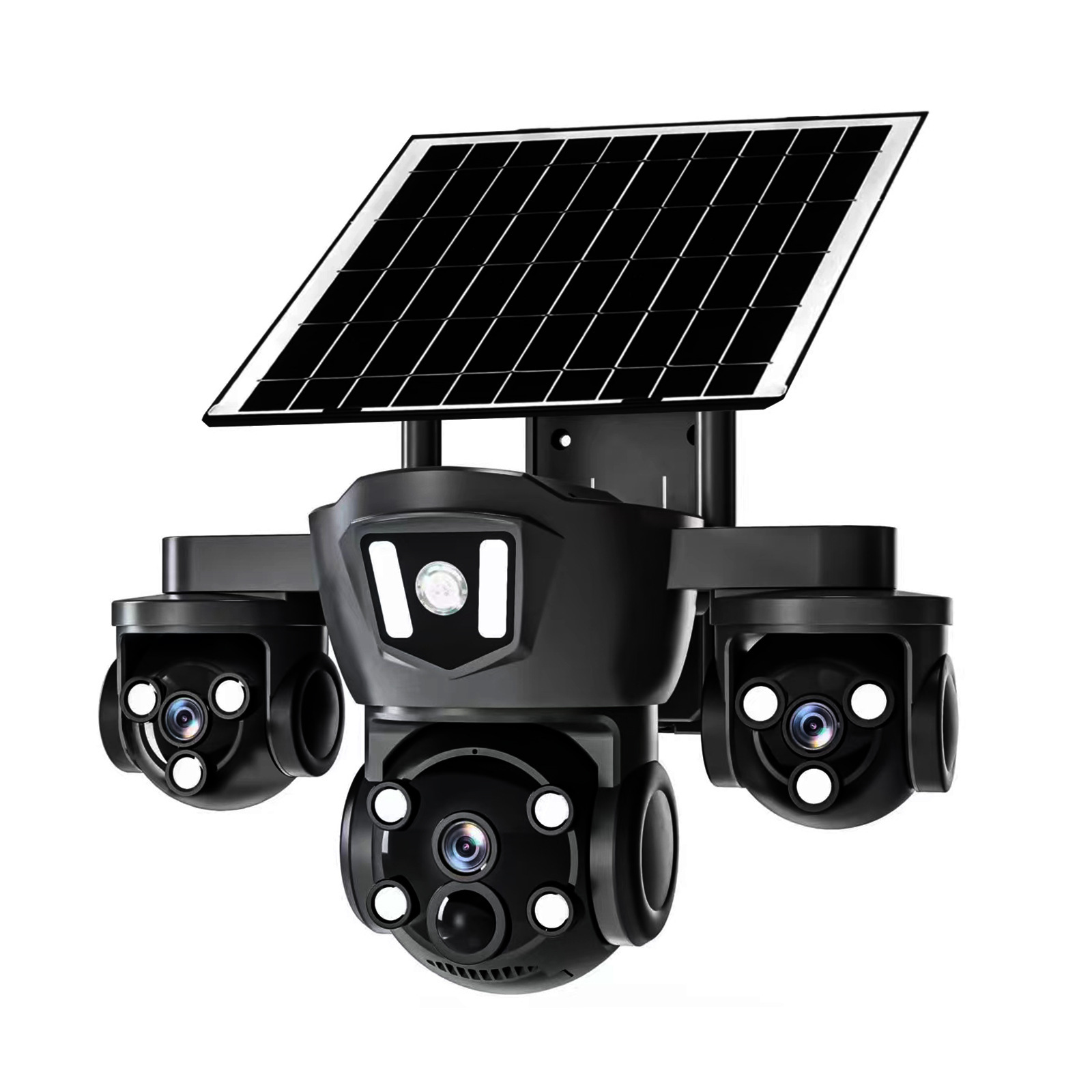 Solar CCTV camera 3 lens simcard solar cctv camera with motion detection,siren,360 rotation,waterproof,memory card slot,2way talking,phone viewing,easy to install 4G solar cctv outdoor camera 3 lenses