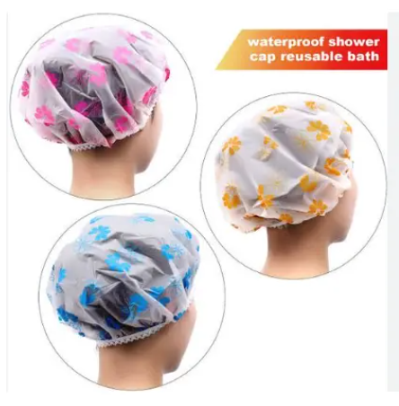 COST -EFFECTIVE!!!! Reusable Shower Caps Waterproof Nylon Bath Caps With Elastic Band Hair Protection For Shower Spa Home Use Durable Comfortable Fit For Women And Men.