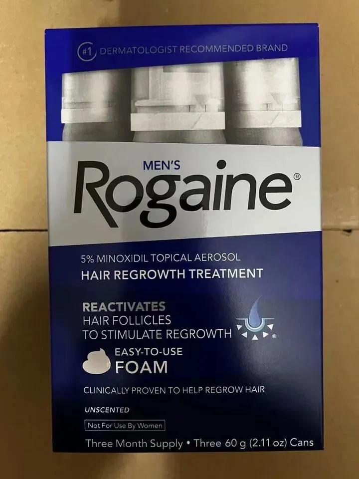 Original Men's Rogaine 5% Minoxidil Hair Regrowth Treatment Foam + 0.5 dermaroller ,1 month supply guaranteed results for HAIR LOSS REGROW HAIR $BEARDS REDUCE PATCHES GET RID OF BALDING& HAIR THINING
